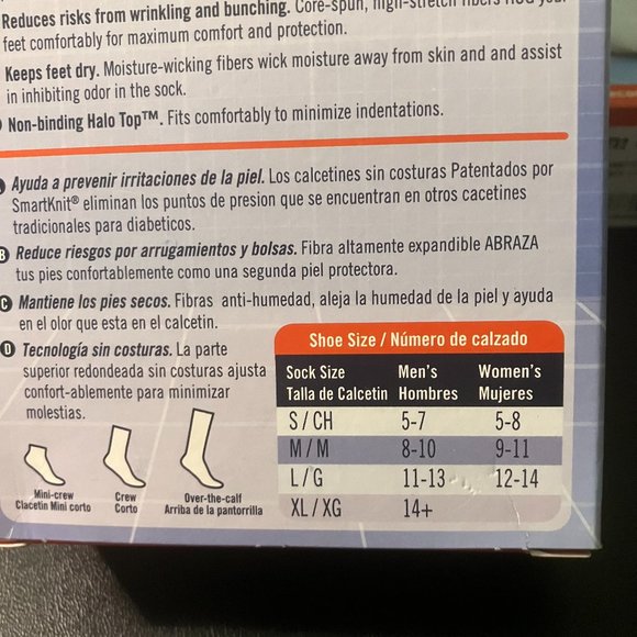 Smart Knit Men's Black Mini Crew Diabetic Socks M (8-10) NIB - Picture 6 of 8